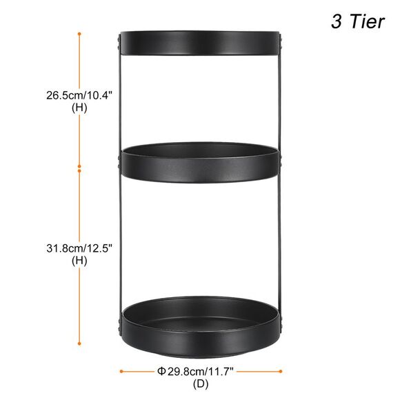 Lazy Susan Turntable 3 Tier Kitchen Large Rotating Spice Racks 11.7" Dia - Picture 2 of 6
